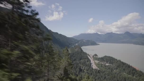 Verhoogd Zicht Lente Howe Geluid Van Gondel Snel Bewegende Bomen — Stockvideo