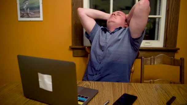 Man Very Stressed Out Something His Laptop Computer — Video