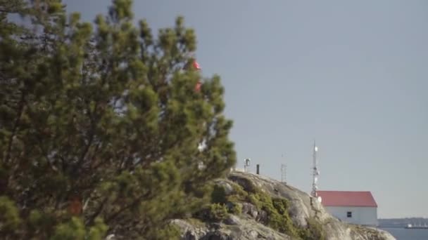 Langaufnahme Des Leuchtturms Vancouver Einem Sonnigen Tag Zeitlupe — Stockvideo