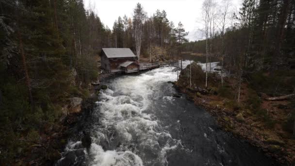 Old Mill House Finland River — Stockvideo