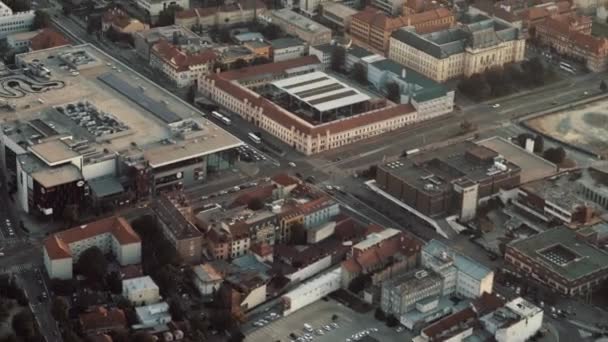 Aerial View Nitra Town Main Intersection Sunset — 비디오