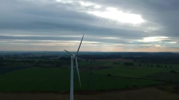 Slow Orbit Wind Turbine Countryside — Stockvideo