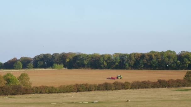 Tractor Ploughing Field Ready Seeding — 图库视频影像