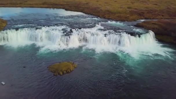 Drone View Flying Faxi Waterfall Iceland — Vídeos de Stock