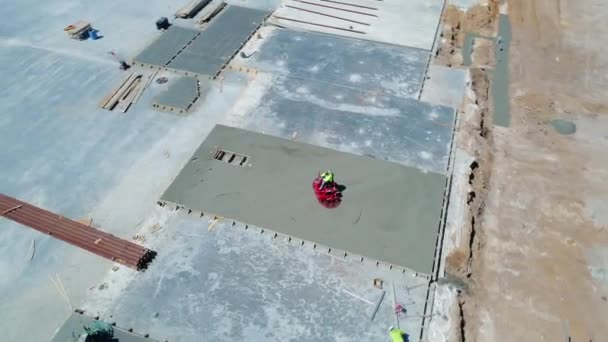 Power Trowel Smoothing Concrete Construction Site — 비디오
