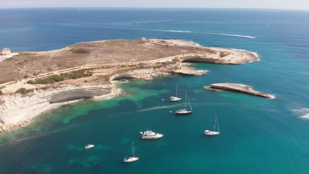 Aerial Drone Video Eastern Malta Marsaxlokk Area Hofra Kbira Bay — Wideo stockowe