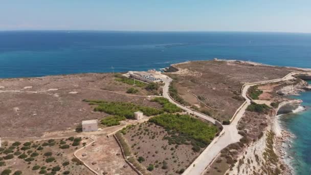 Aerial Drone Video Eastern Malta Marsaxlokk Area Hofra Kbira Bay — стокове відео