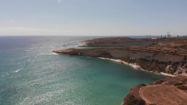 Αεροσκάφος Βίντεο Από Την Ανατολική Μάλτα Περιοχή Marsaxlokk Hofra Kbira — Αρχείο Βίντεο