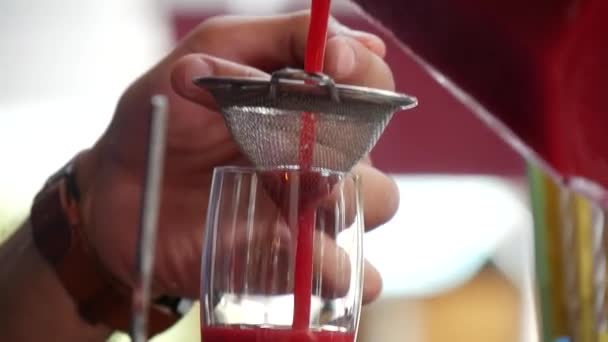 Fruit Puree Stained Cocktail Glass Champagne Flute — Wideo stockowe