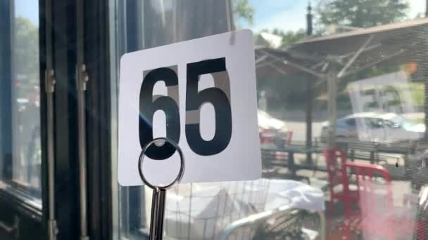 Number Table Restaurant Window Sunny Fall Day — 图库视频影像