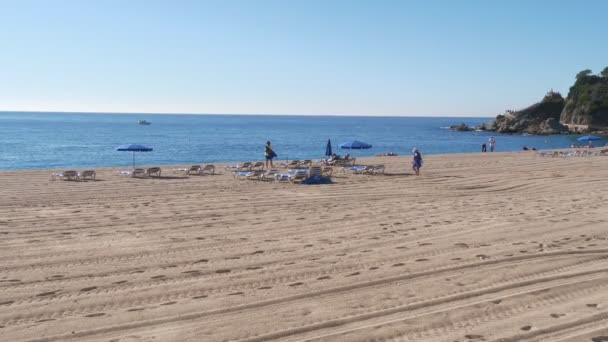 Spiaggia Amache Sabbia Mediterraneo Lloret Mar Costa Brava — Video Stock