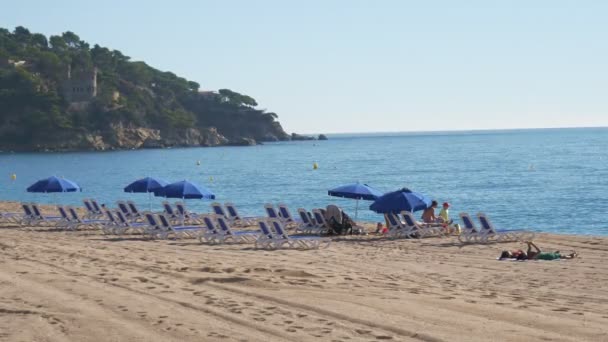 Spiaggia Amache Sabbia Mediterraneo Lloret Mar Costa Brava — Video Stock