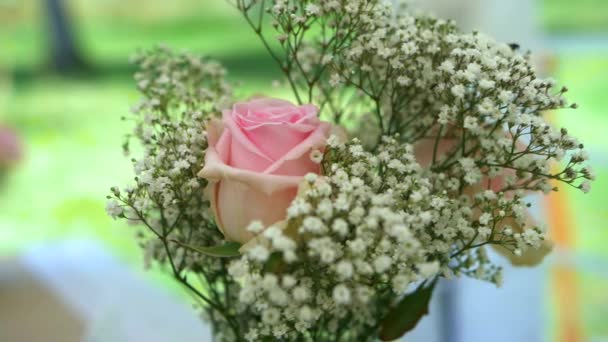 Wedding Decoration Flowers Table Colorful Decoration Wedding Reception — Vídeos de Stock