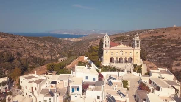 Повітряний Дрон Вистрілив Село Rolling Hills Island Lefkes Greece — стокове відео