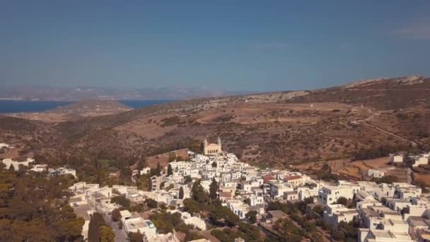Повітряний Дрон Розпалі Через Сільське Село Лефкс Греція — стокове відео