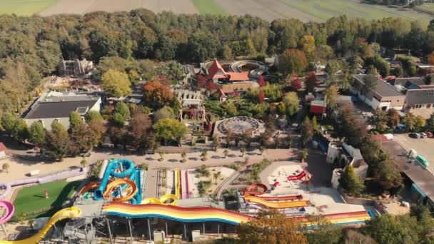 Aerial Drone Shot Recreational Adventure Park Hellendoorn Países Bajos Middle — Vídeos de Stock