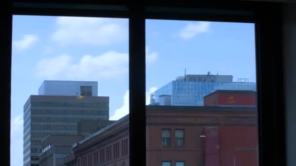 Timelapse Través Ventana Del Edificio Oficinas Del Centro Gran Altura — Vídeos de Stock