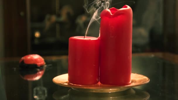 Smoke Candle Blowed Out Few Secons — Stock Video