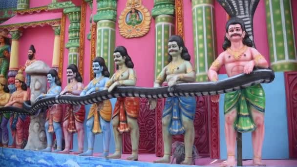 Γλυπτική Των Μορφών Στο Εξωτερικό Του Durga Puja Pandals Ναούς — Αρχείο Βίντεο