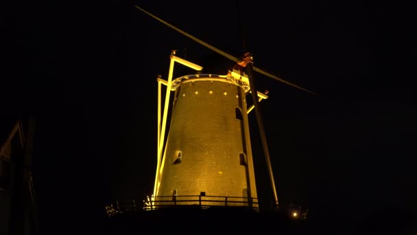 Windmolen Varsseveld Nachts — Stockvideo