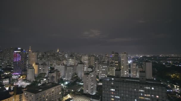Paulo Och Brasil Takutsikt Över Avenida Rebouas Natten — Stockvideo