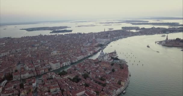 Brett Flygfoto San Marco Området Uppifrån Skymningen Venedig Italien — Stockvideo