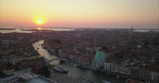 Letecký Snímek Chiesa San Simeone Piccolo Morning Venice Itálie — Stock video