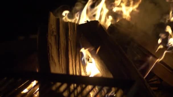 Nahaufnahme Des Kamins Flammen Hintergrund — Stockvideo