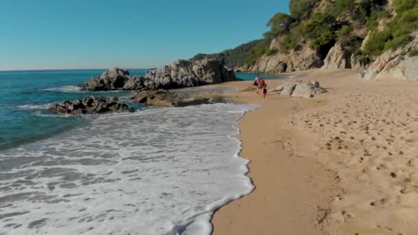 Costa Brava Beach Aerial Drone Paradise Turquoise Green Lloret Mar — ストック動画
