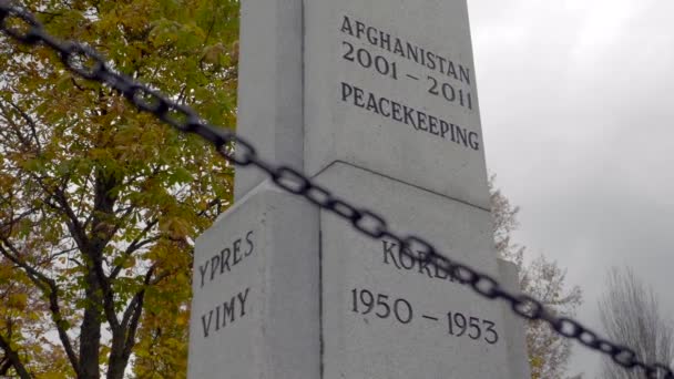 Cenotafh Gedenkteken Voor Gevallen Canadese Soldaten Van Wereldoorlogen — Stockvideo