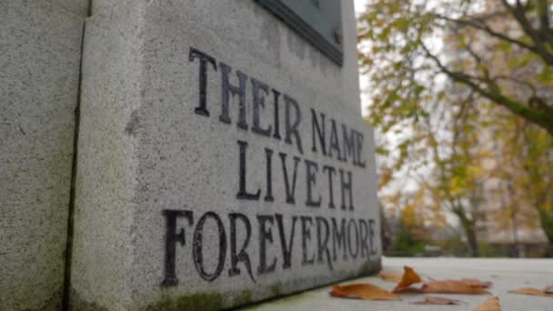 Kanadensisk Cenotaf Hedrar Fallna Soldater Minnesdagen — Stockvideo