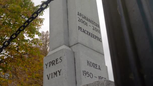 Dünya Savaşı Nda Ölen Askerlerin Anısına Kanada Cenotaph Anıtı — Stok video