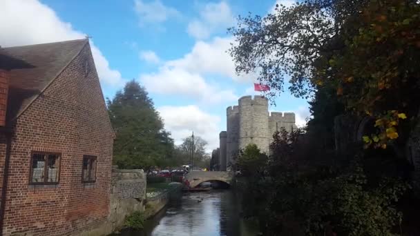 Westgate Towers Canterbury Kent Looking River Stour Westgate Towers Historic — Stock video