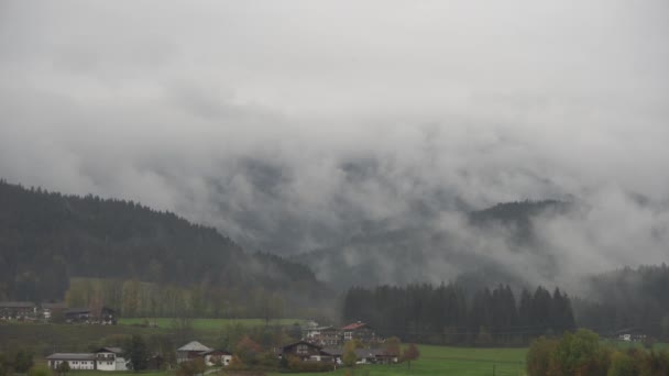 Moving Fog Forest Morning Hours Austrian Alps Tyrol — Vídeo de Stock