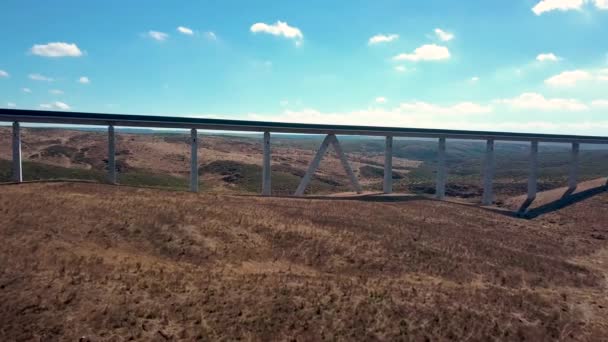 Aerial View Viaduct Trains Spain — 图库视频影像