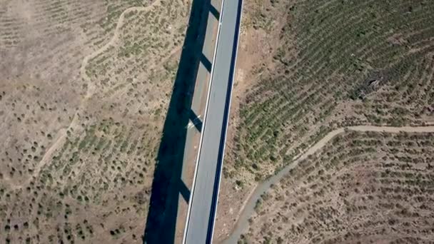 Aerial View Viaduct Trains Spain — Stockvideo