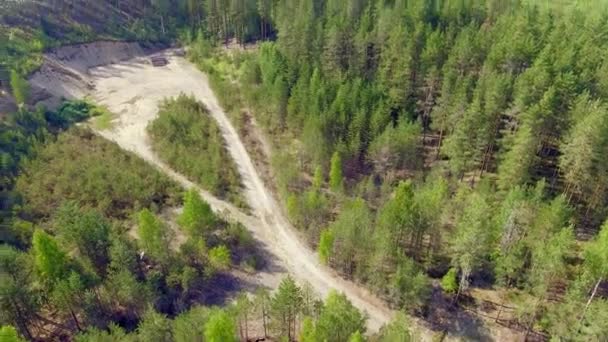 Aerial View Former Gravel Pit Beautiful Coniferous Forest Summer Finland — Stock video