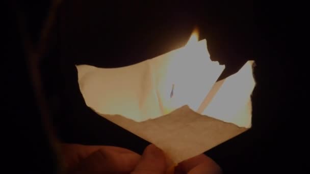 Close Hands Holding Small Candle Homemade Paper Drip Tray Easter — Stock Video