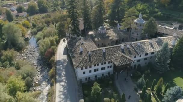 Drone View Third Largest Troyan Monastery River Alongside Bulgaria — Stock videók