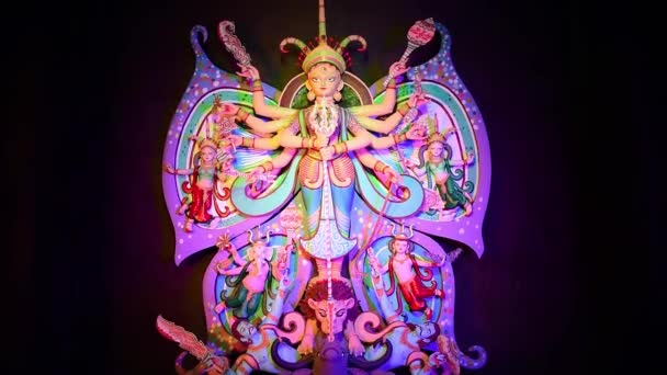 Creative Sculpture Mythological Goddess Idol Durga Durga Puja Festival India — Stockvideo