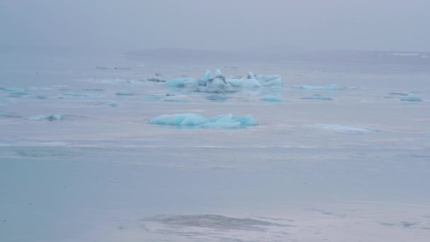 Statico Colpo Piccoli Iceberg Turchesi Mezzo Lago Skaftafellsjokull Ghiacciaio Una — Video Stock