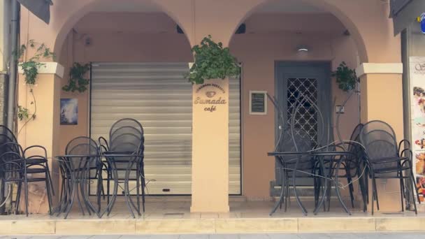 Uma Foto Lenta Uma Loja Café Vazia Grécia Antes Passar — Vídeo de Stock