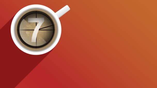 Kopje Koffie Illustratie Met Geanimeerde Teller Binnen Countdown Voor Koffie — Stockvideo