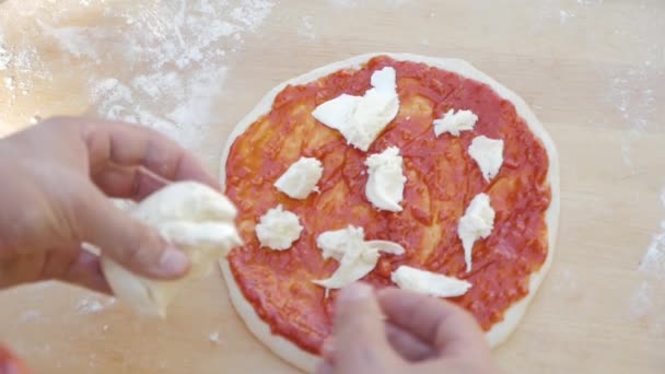 Processos Cozinha Para Uma Deliciosa Pizza — Vídeo de Stock