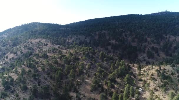 Aerial Drone Footage Flying Troodos Mountain Range Cyprus — Stockvideo