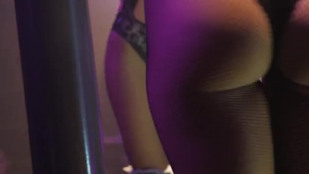 Close Body Parts Woman Dancing Exotic Night Club — 图库视频影像
