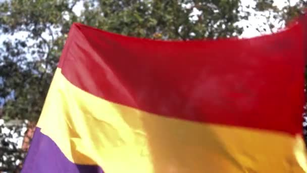 Spanish 2Nd Republic Flag Symbol Leftwing Antimonarchy Groups — Stockvideo