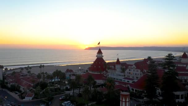 Hotel Del Coronado Podczas Niesamowitego Zachodu Słońca — Wideo stockowe