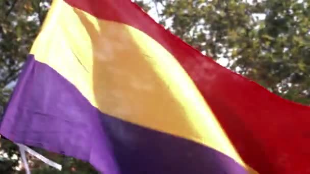 Spanish 2Nd Republic Flag Symbol Leftwing Antimonarchy Groups — Videoclip de stoc
