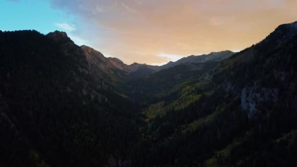 Beautiful Aerial View Autumn Forest Mountains Big Cottonwood Canyon Located — Stock Video